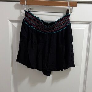 Blue island medium Black Shorts with Colorful Waistband